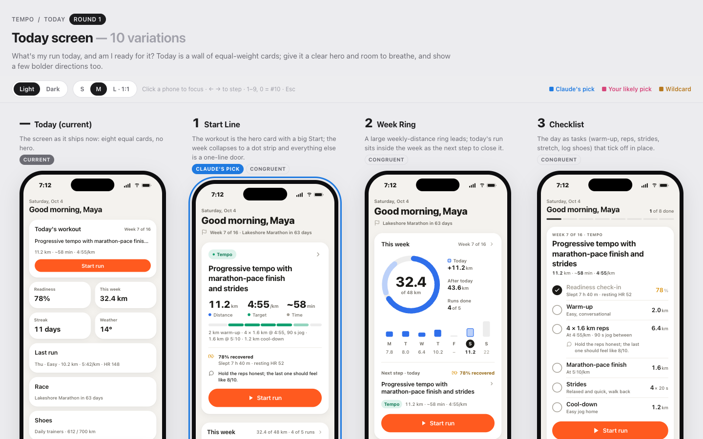 Tenfold: one app screen rendered as ten different phone mockups, side by side.